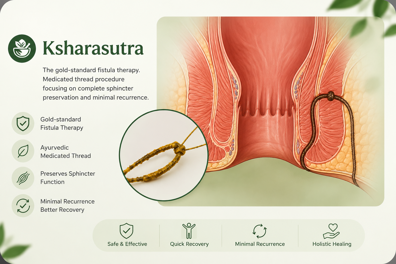 Ayurvedic oil therapy setup representing Ksharasutra preparations